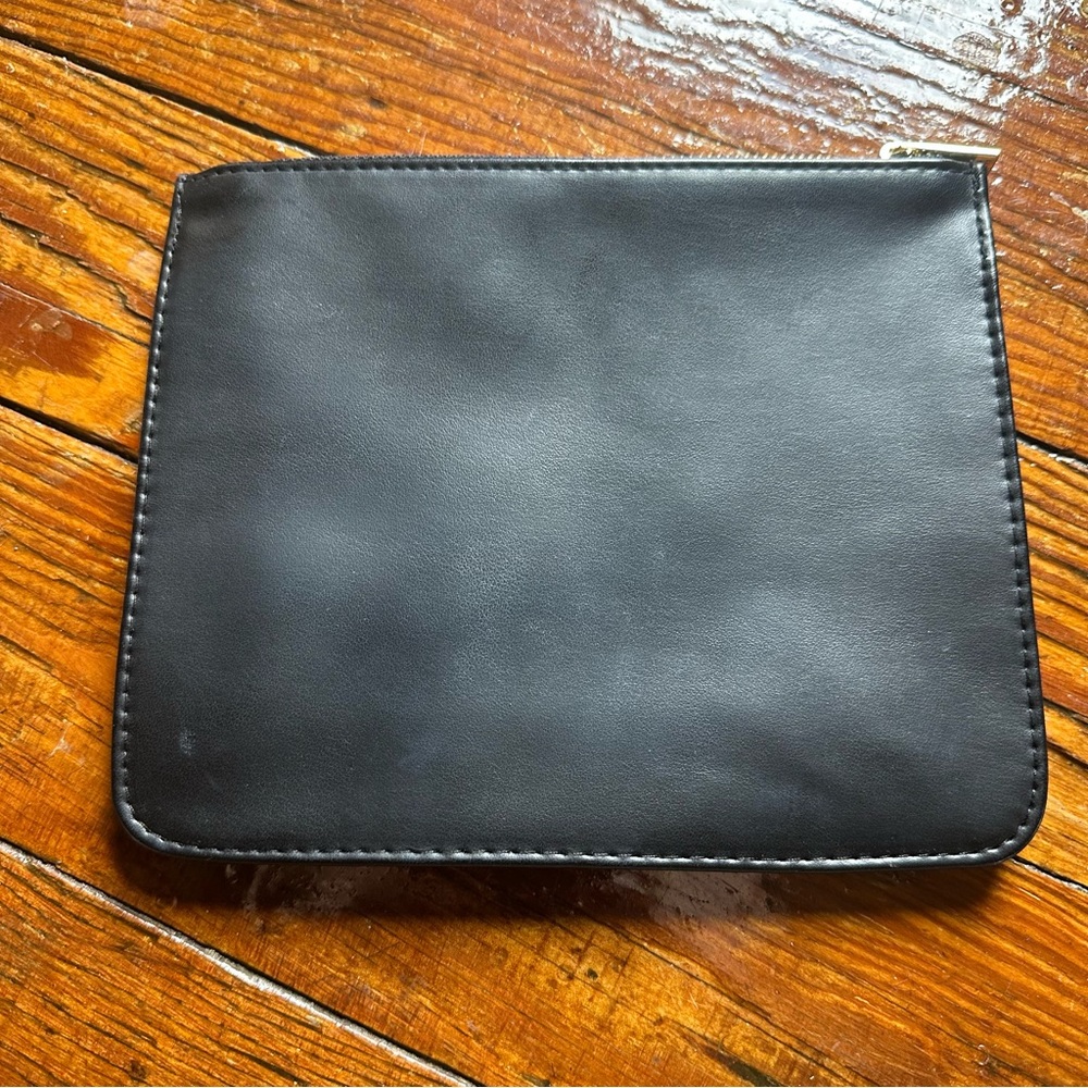 YSL Yves Saint Laurent Beaute Black Leather Zipper Pouch Clutch Bag Cosmetic - Picture 2 of 6